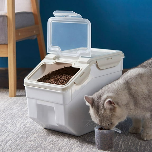 LEORX 1PC Small Pet Food Container Beige Dog Treat Storage Container Simple Design