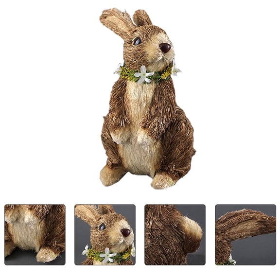 LEORX 1PC Handmade Rabbit Adornment in Light Brown for Home Decor