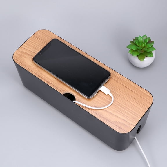 LEORX 1Pack Bamboo Material Cable Management Case For Electronics Accessories With Dust Prevention