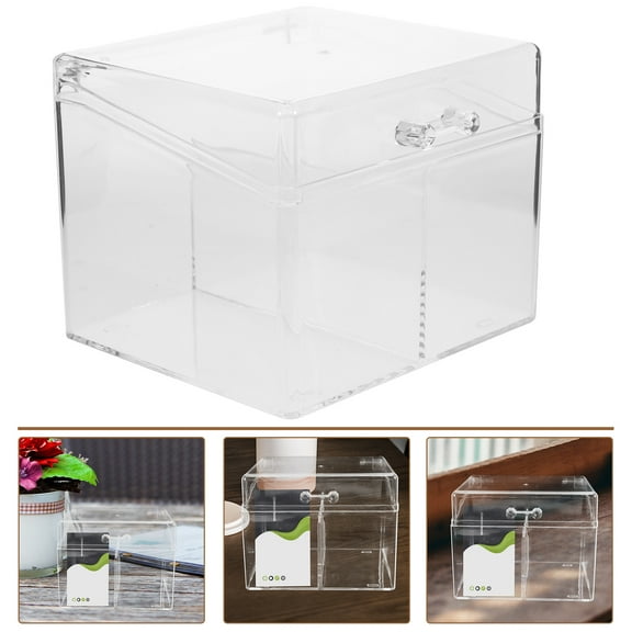 LEORX 1Pack Business Card Organizer Clear Plastic for Desktop Use with Feature