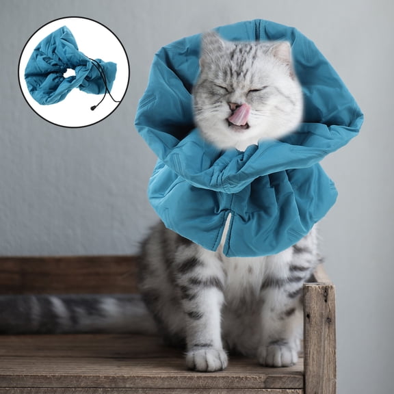LEORX 1Pack Cat Recovery Collar in Blue Polyester for Recovery and Comfortable Wearing