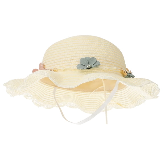 LEORX 1Pack Children Wide Brim Sun Hat Floppy Style Milky White for Gardening with Sun Protection