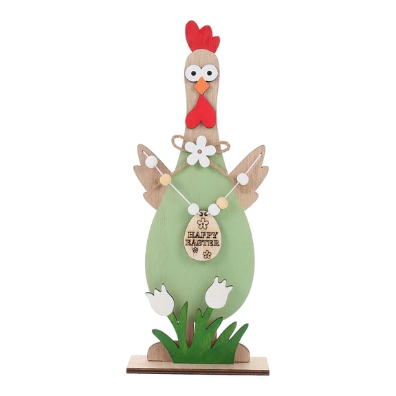 LEORX 1Pack Decorative Chicken Craft Rooster Shape Green Chicken Desk Decoration for Easter Celebration