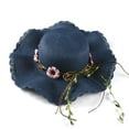 thumbnail image 1 of LEORX 1Pack Handmade Hat Wide Brim Floppy Straw Hat Navy Adjustable Drawstring for Women Party, 1 of 8