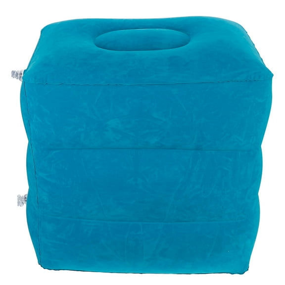 LEORX Footrest Cushion Inflatable Airplane Leg Rest Pillow Blue Flocking Fabric 1Set