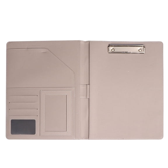 LEORX 1Pack Office Pocket Folder Grey PU Leather Presentation Folders for Professionals