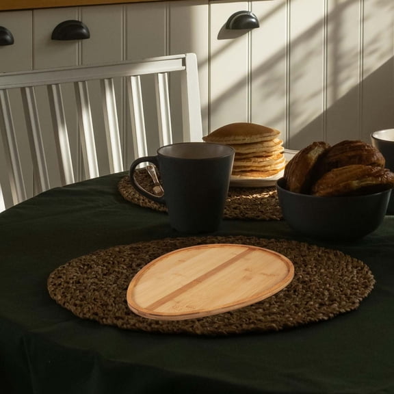 LEORX 1Pack Outdoor Serving Tray Egg Shaped Wood for Appetizer Serving