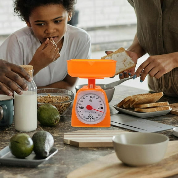 LEORX 1Pack Precise Kitchen Scale Orange Plastic Square Dial Display Non-Slip Design for Home Users and Educators
