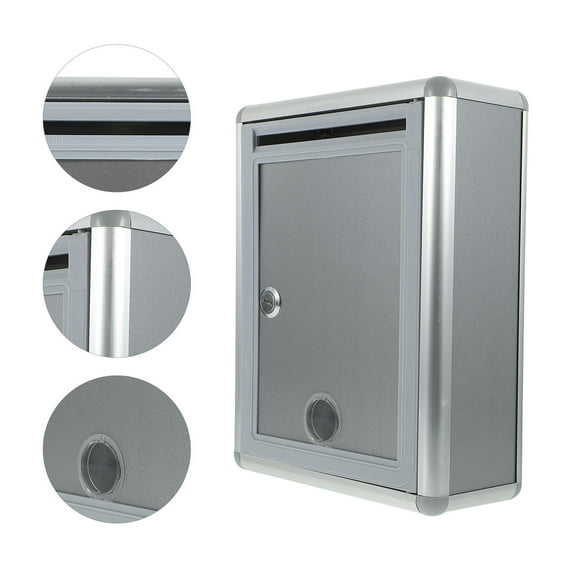 LEORX 1Pc Wall Mount Security Ballot Box Aluminum Alloy Lockable Silver