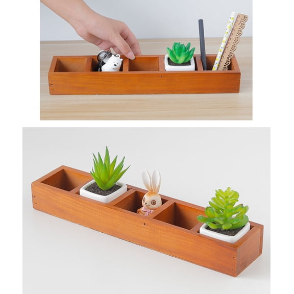 LEORX 1Pack Small Planter Box in Brown Color 33.5x7.5x4.