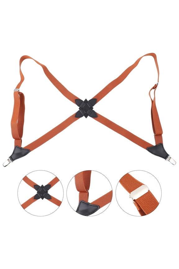 1Pack Suspenders for Women Pants Strap Brown Elastic Adjustable Pants Support Unisex Field Use