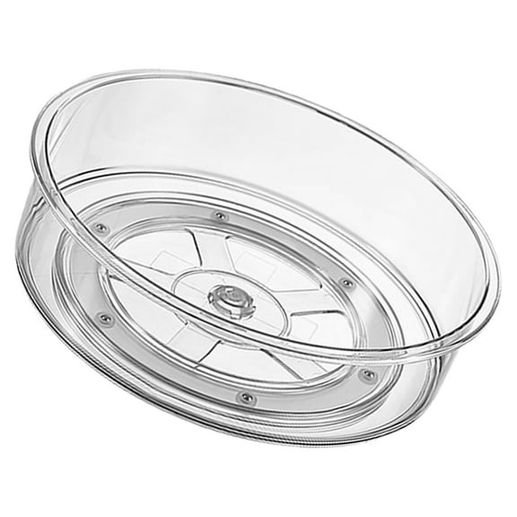 LEORX 1Pack Transparent Condiment Serving Container for Household Users with Rotating Tray and Spill Prevention