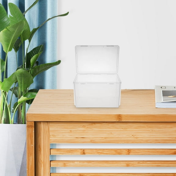 LEORX 1Pack Transparent PP Rectangular Dvd Storage Box for Home Organization 12.7X14.7X21.3in