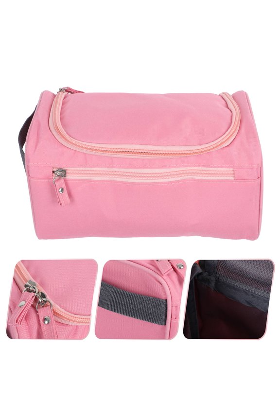 1Pc Lightweight Pink Toiletry Storage Bag for Men Portable Travel Use