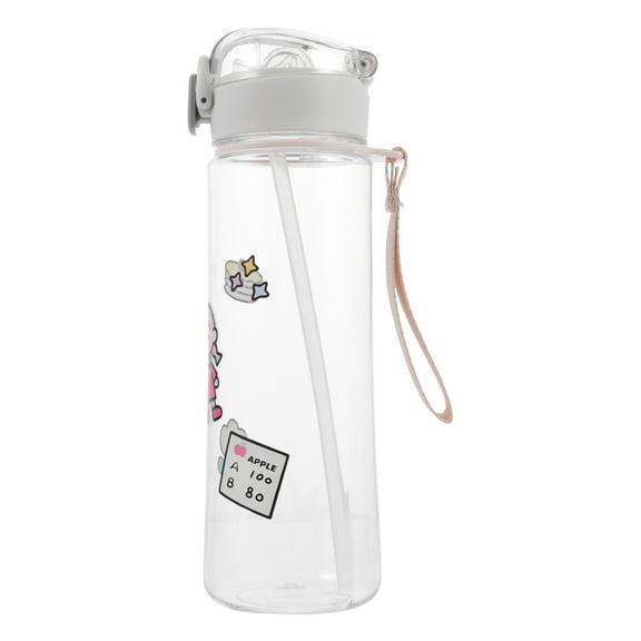 LEORX 1Pc 500ml Straw Cup Sippy Cup Water Drinking Cup Cartoon Pattern Cup Coffee Cup