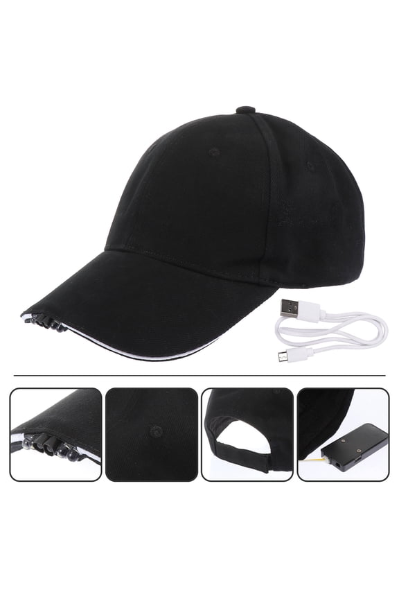 1Pc Cotton Black LED Cap For Outdoor Activities And Night Running