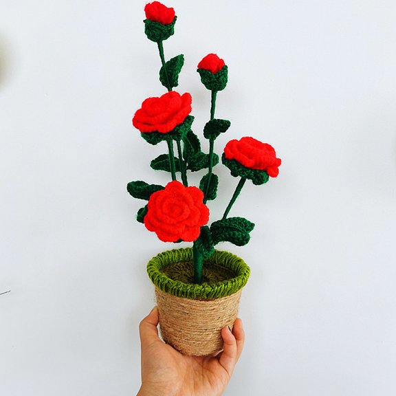 LEORX 1Pc Handmade Crochet Flowers Wool Decoration Indoor Home Decor