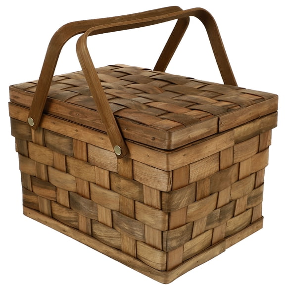 LEORX Woven Basket with Lid Rectangular Coffee 1Pc