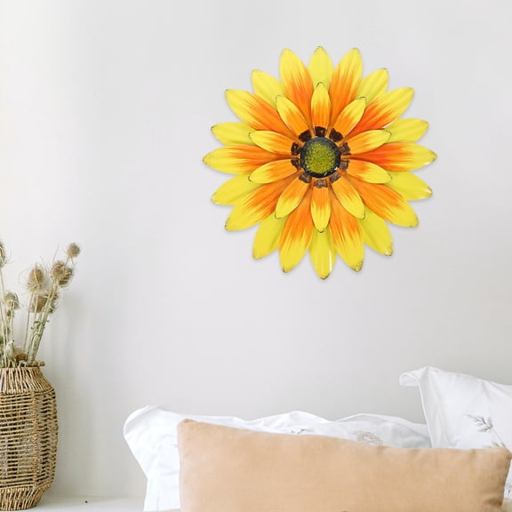 LEORX 1Pc Simple and Practical Iron Flower Shape Wall Decor Yellow