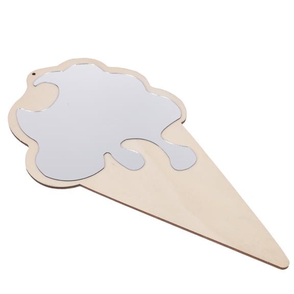 LEORX 1Pc Khaki Decorative Mirror for Home with Clear Wooden Ice Cream Design