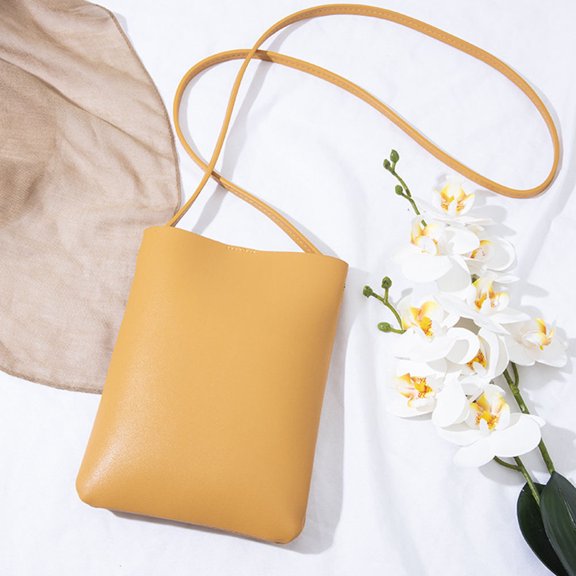LEORX 1Pcs Crossbody Cell Phone Bag Yellow Pu Leather Id Holder For .86X5.89X0.39in