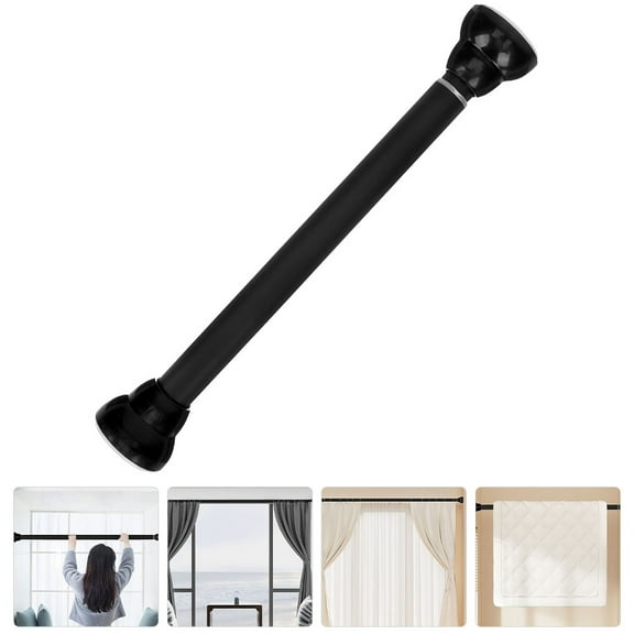 LEORX 1Pcs Extendable Curtain Rods No Drilling Clothes Pole Black Stainless Steel Rubber For Bathroom Shower 50-80cm