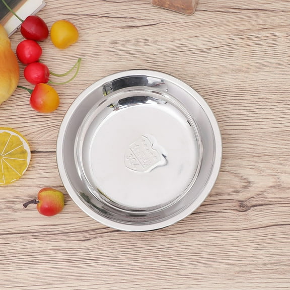 LEORX Stainless Steel Round Plates 304 Stainless Steel Silver 1Pack for Dinner