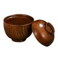 thumbnail image 1 of LEORX 1Pcs Food Service Bowl with Lid Wooden Light Brown Round Acid Jujube Wood for Home Use and Daily Dining, 1 of 8
