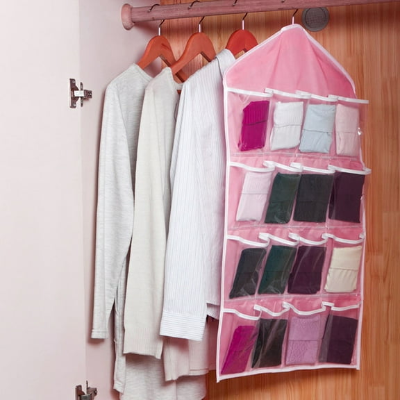 LEORX 1Pcs Hanging Closet Bag Pink Sundries Holder Over Door Organizer for Home Use Household Users
