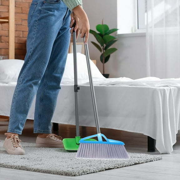 LEORX 1Pcs Push Broom Head Replacement Blue for Sweeper Broom PP PET