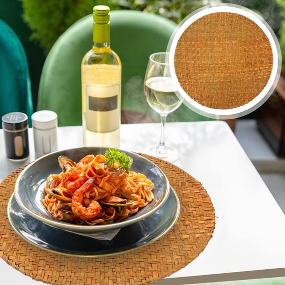 LEORX 1Pcs Round Household Tableware Mat Orange Willow Grass for Restaurant Use