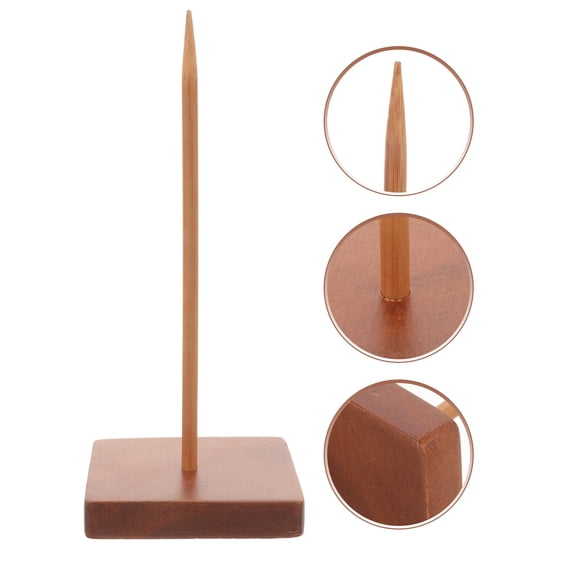 LEORX 1Pcs Round Walnut Wood Ticket Rack for Restaurant Use and Receipts