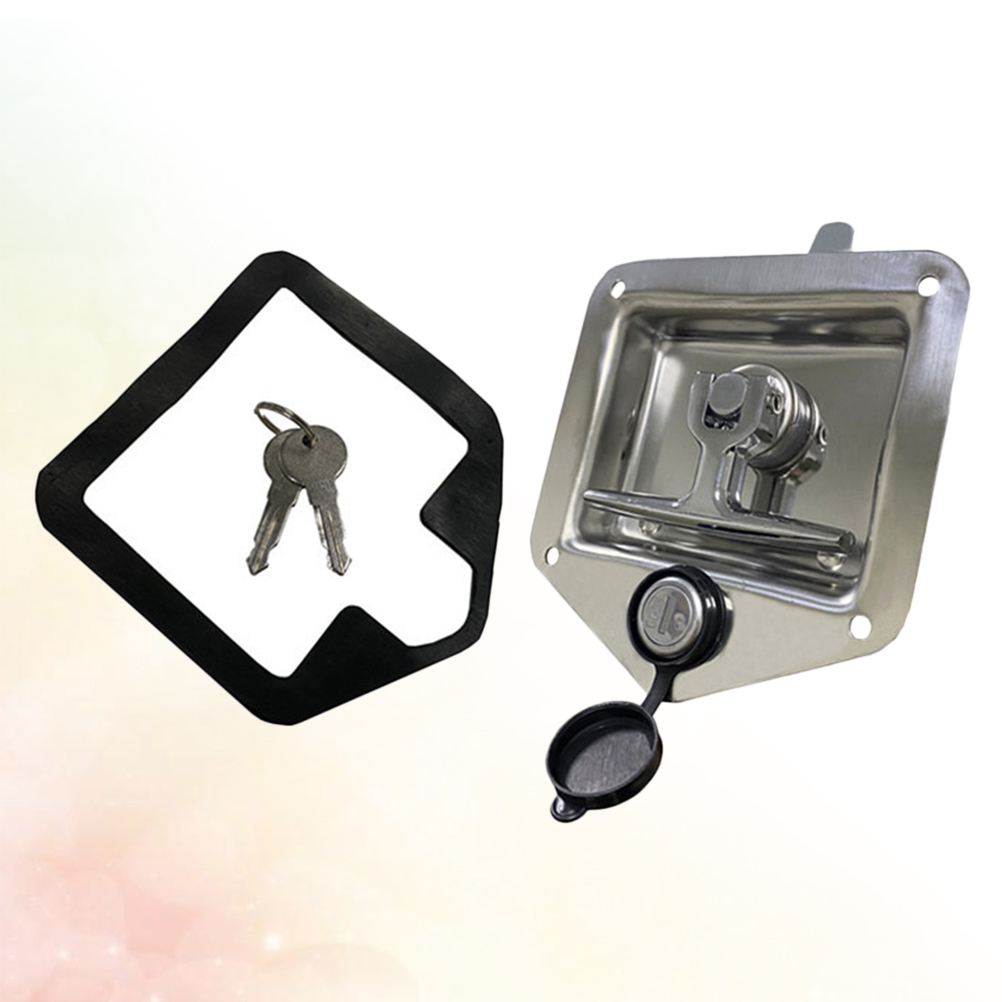 LEORX 1Pcs T Handle Lock Stainless Steel Anti-theft Trailer Box Lock Dustproof for Electrical Cabinet Silver