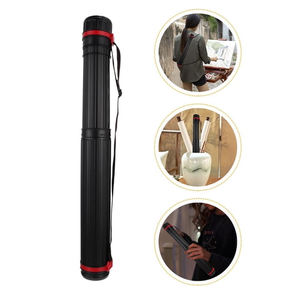 LEORX 1Pcs Telescoping Drafting Tube Black Cylindrical Extendable Storage for Artists and Designers 45.2X6.5CM