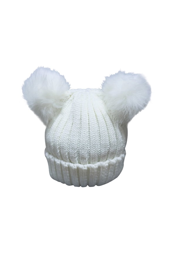 1Pcs Women's Knitted Hat with Cute Ears for Winter Wear made of Knitting Wool in White