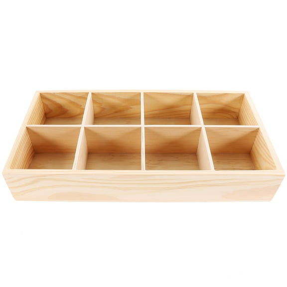 LEORX 1Pcs Wooden Planter Tray Beige Rectangular Grid Decor Storage For Gardening Projects