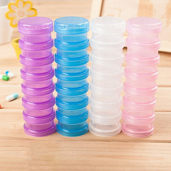LEORX 1Set 9.3X2.4X2.4In Transparent Round Cases Pill Organiser For All Ages Home Use And Office Use