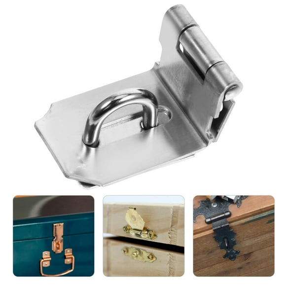 LEORX 1Set 90-Degree Right-Angle Padlock Latch 4.40X3.50X2.50CM Silver 304 Stainless Steel