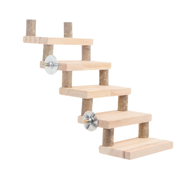 LEORX 1Set Beige Wood Plastic Parrot Wood Ladder Toy for Climbing Skill Development Hamsters Cockatiels
