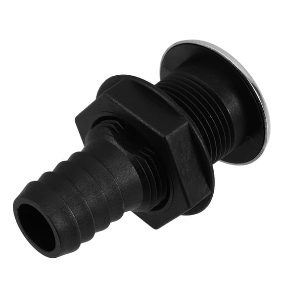 LEORX 1Set Black Nylon Thru-Hull Connector for Boats Yachts Marine Exhaust Port Integrated Design 3.34X1.77X1.77In