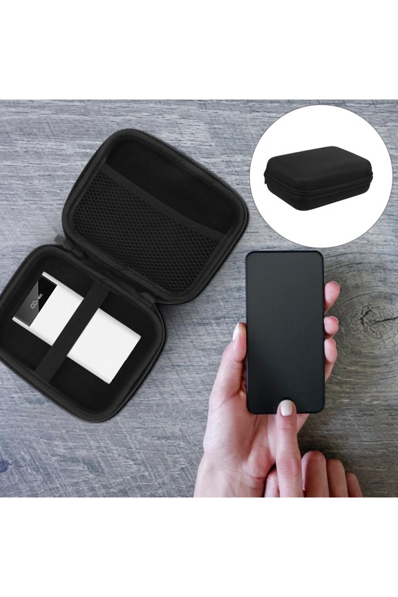 1Set Black Oxford Cloth EVA Velvet Rectangular Electronic Organizer Bag for Portable Earphones and Cables