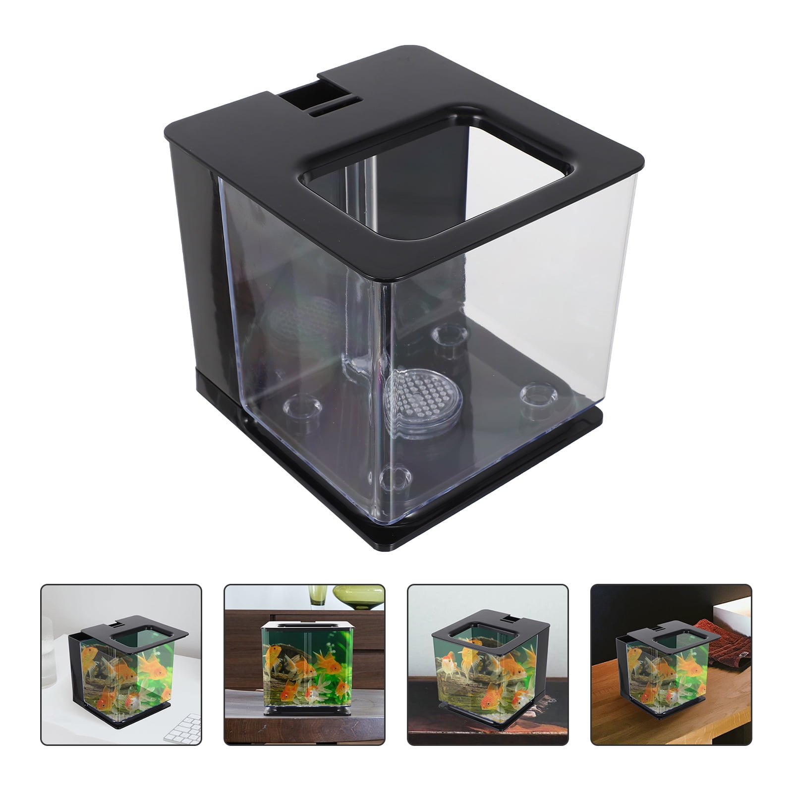 LEORX 1Set Clear Fish Tank Acrylic Small Fish Rearing Container Transparent