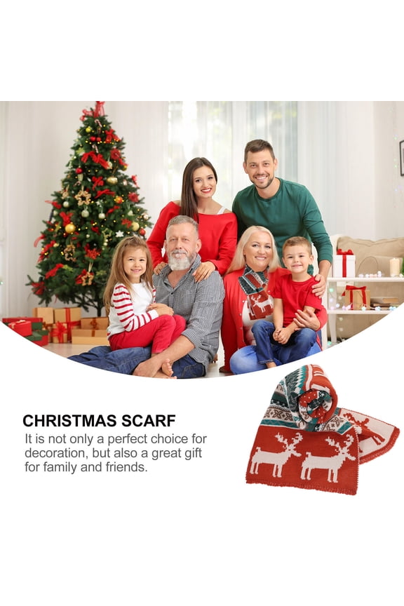 1Set Deer Themed Head Scarf Rust Red Imitation Silk Simple Style Warm for Winter Use