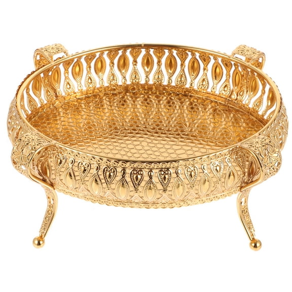 LEORX 1Set European Style Fruits Serving Tray Iron Plated Storage Platter Tray for Home Use
