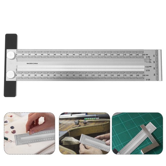 LEORX 1Set Metal Precision Ruler Multi Angle Carpentry Ruler for Engineering Design Use