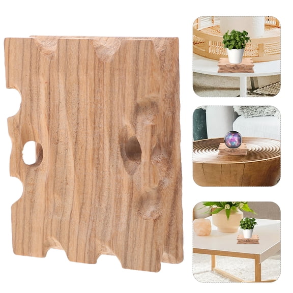 LEORX 1Set Mineral Display Stand Wooden Rectangular Beige 4X3.2X1In For Home