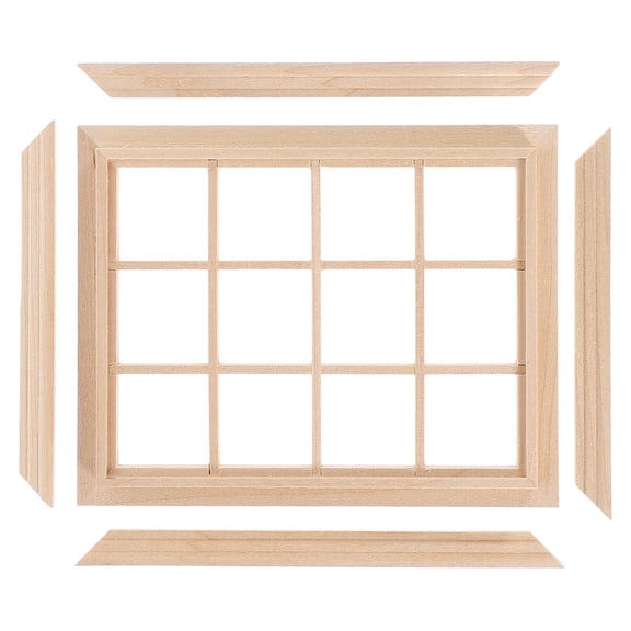 LEORX 1Set Mini Wood Traditional Window Frame Miniature Furniture for Dollhouse Lovers Collectors Decoration