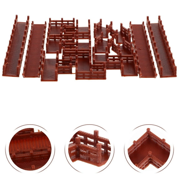 LEORX 1Set Model Train Station Ancient Architecture Model Rectangular Staircase Accessories 3.54X0.47X0.20In