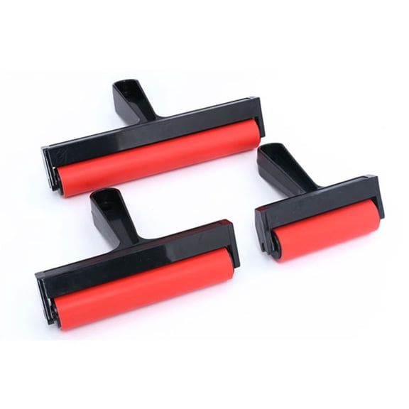 LEORX 1Set Oil Painting Roller For Stamping Printing Tasks Cylindrical Shape Red Plastic 16.4*4.3in