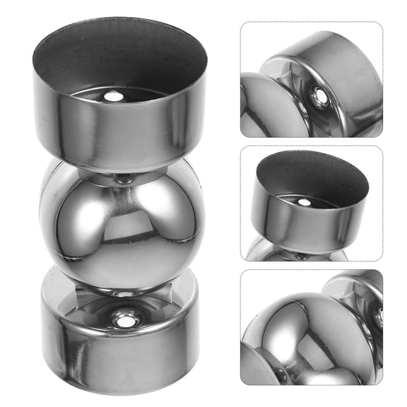 LEORX Stainless Steel Handrail Connector Silver 1 Set Stair Parts 3.7X1.8X1.8in